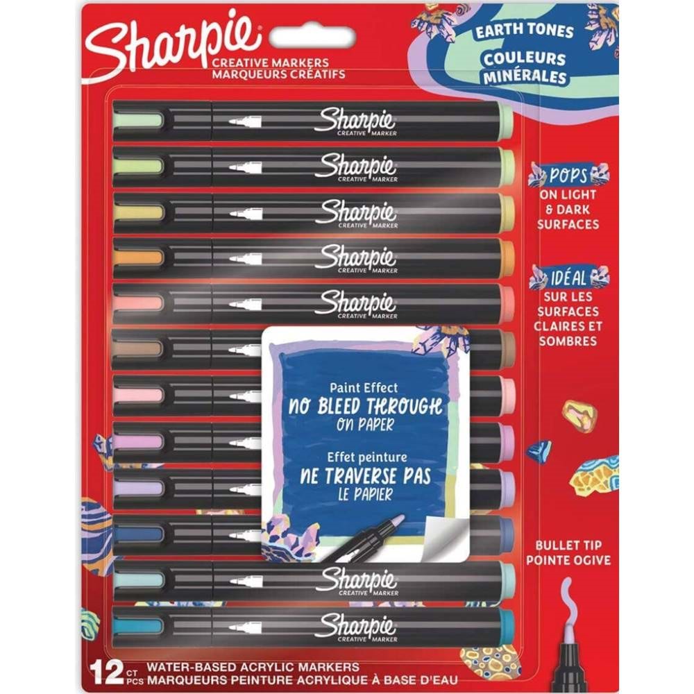 Sharpie Akrilik Markör Kalem Doğa Tonları Yuvarlak Uç 12 Renk Bl