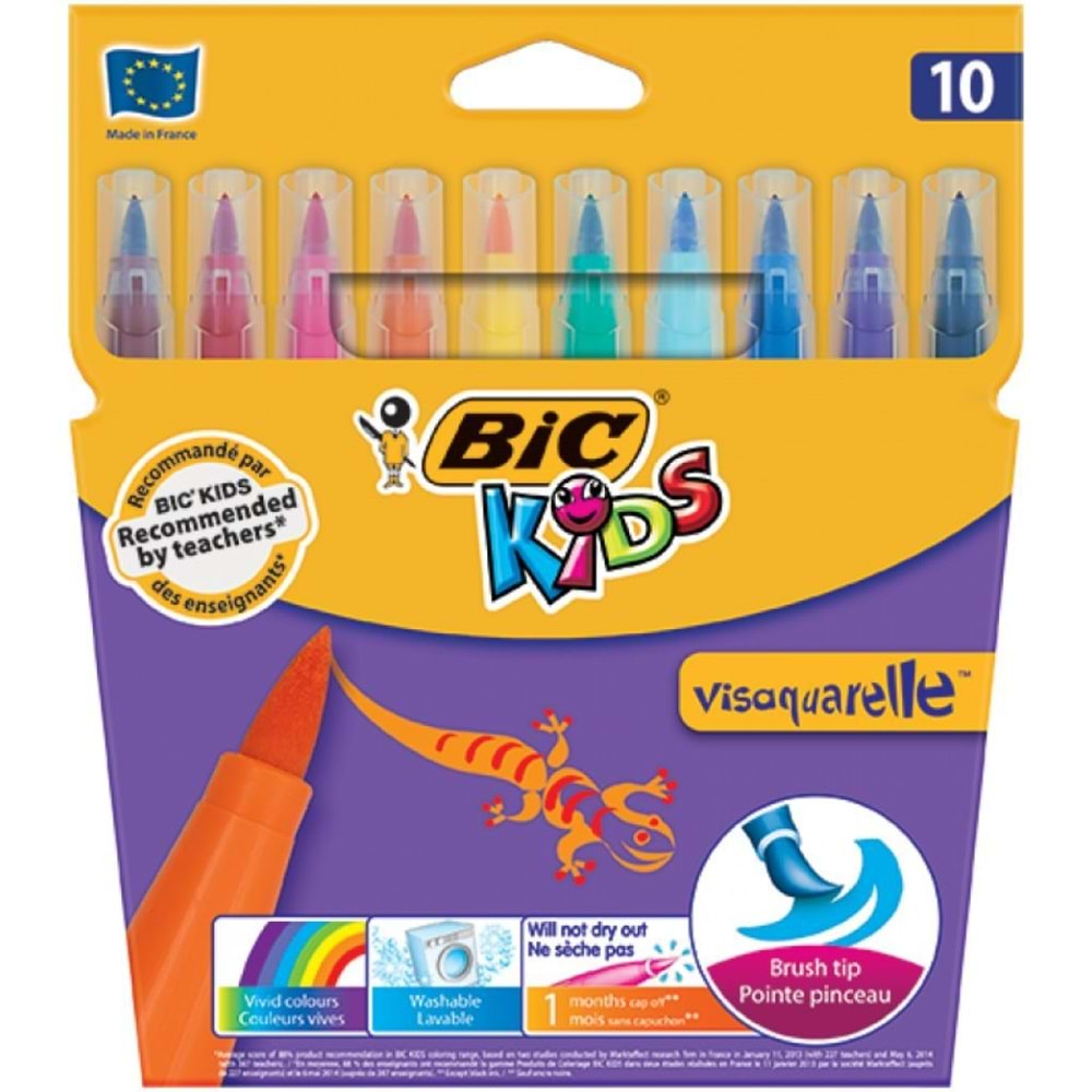 Bic Kids Visaquarelle Fırça Uçlu Keçeli Kalem 10 Renkli Set