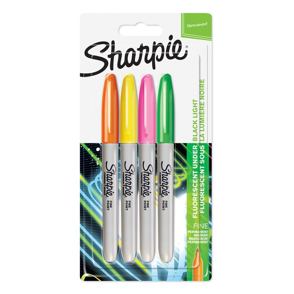 Sharpie Permanent Fine Point Kalem Seti Neon Renkler 4 lü