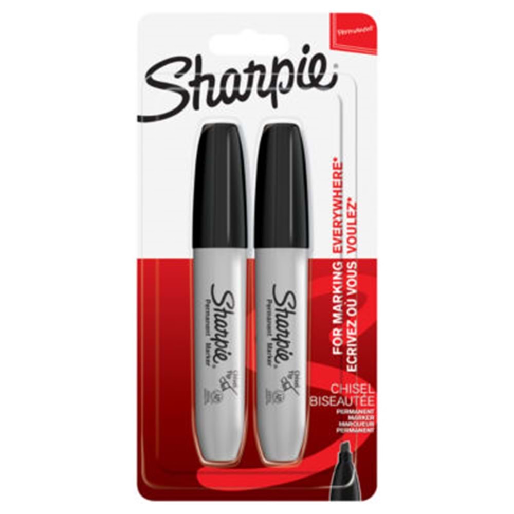 Sharpie Permanent Markers Chisel Tip Black 2pcs