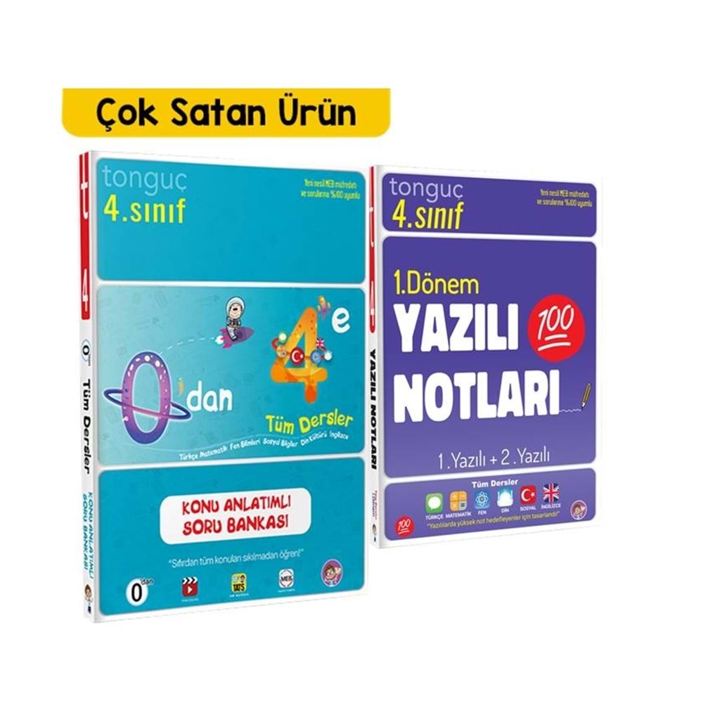 Tonguç 4. Sınıf 0 Dan 4 e Konu Anlatımlı Soru Bankası ve 1. Dönem Yazılı Notları