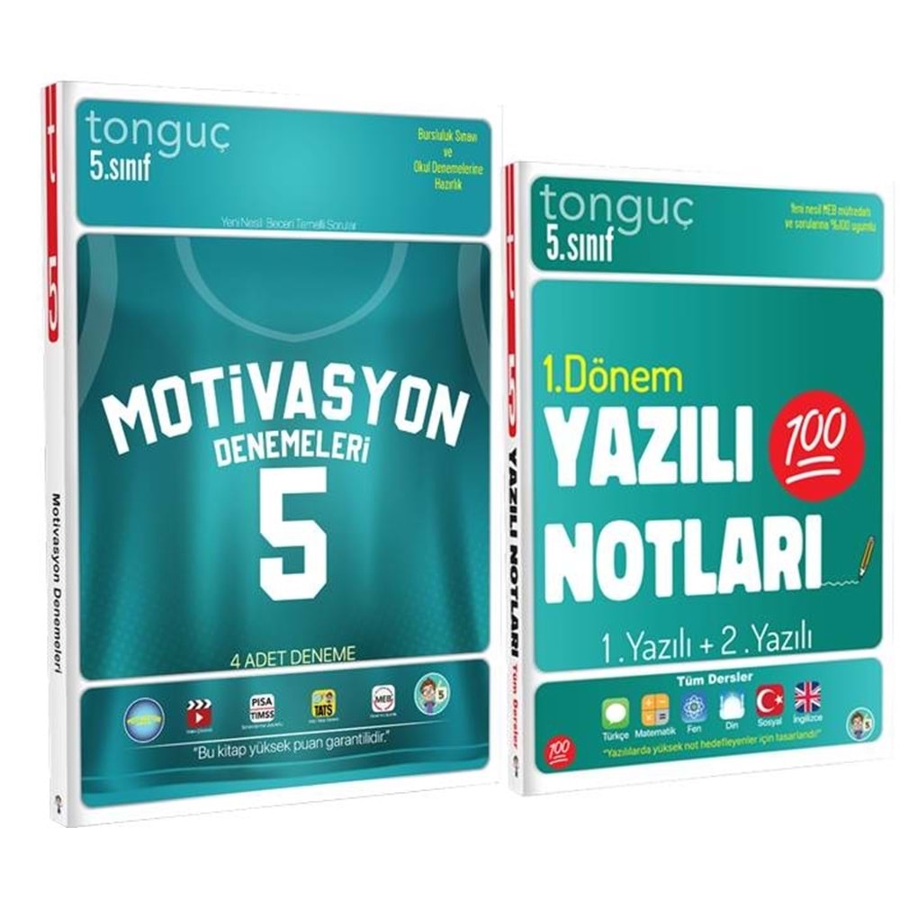 Tonguç 5. Sınıf Motivasyon 4 lü Denemeleri ve 1. Dönem Yazılı Notları