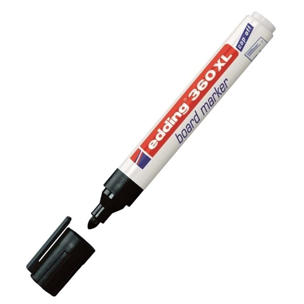 Edding 360 XL Beyaz Yazı Tahta Kalemi ~1,5-3 mm Yuvarlak Uçlu Siyah