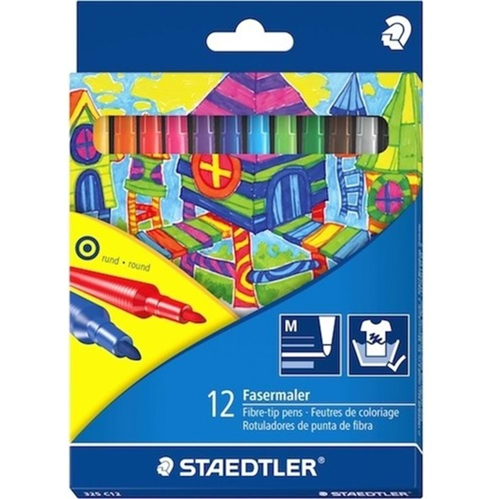 Staedtler 12 lü Fasermaler Yıklanabilir Keçeli Kalem 1mm Uç