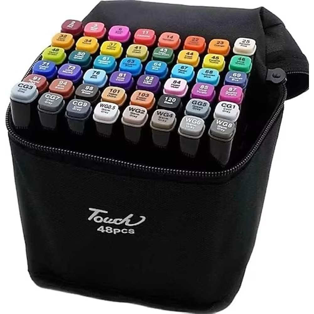 TOUCH SKETC 48 Lı Çift Taraflı Marker Kalem Çanta Set çift taraflı
