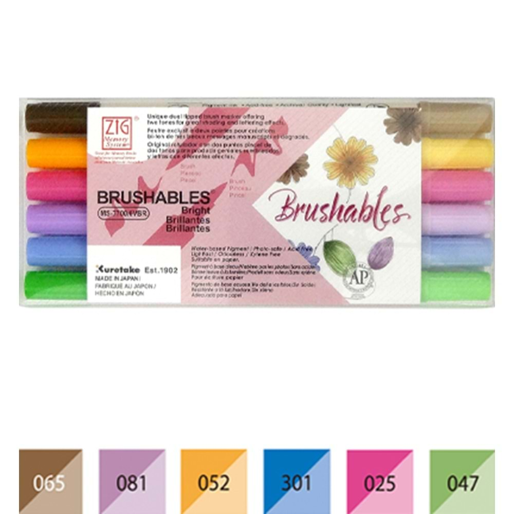 Zig Brushables Bright 6 colors set Marker Kalemi