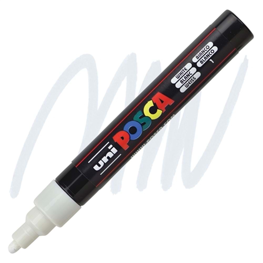 Uni Posca Su Bazlı Poster Markörü 1.8-2.5 Mm Beyaz PC-5M