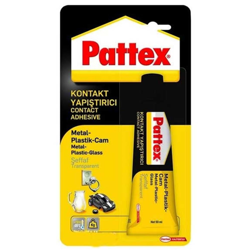 Pattex Kontakt Yapıştırıcı Şeffaf Transparan (Metal,Plasitik,Cam) 50 gr Tüp