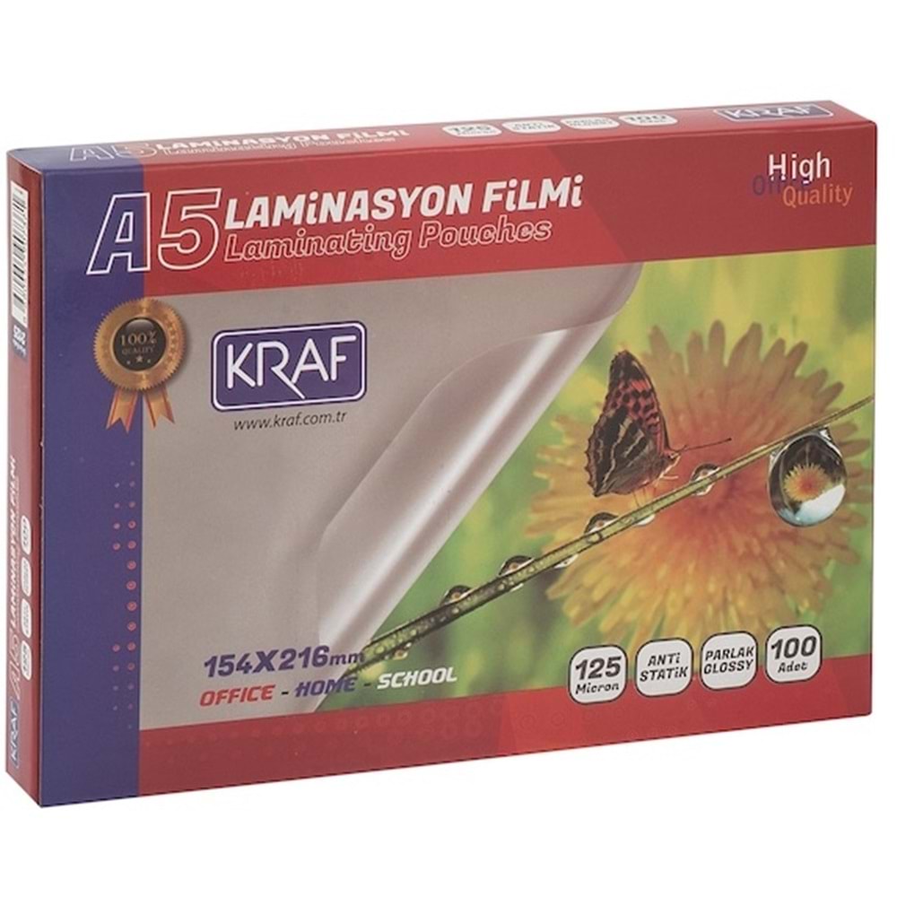 Kraf Laminasyon 125 Mikron A5 100 Lü Paket