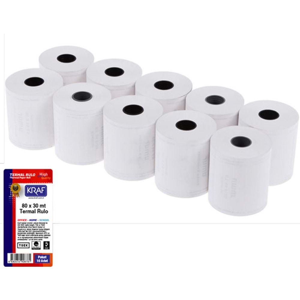 Kraf Termal Rulo Yazarkasa Pos 80mmx30mt 10 lu Paket