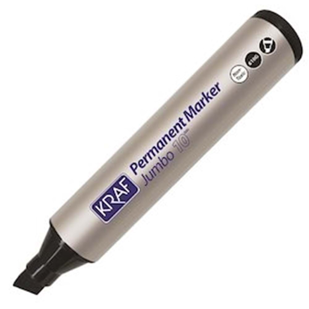 Kraf 610G Jumbo Permanent Marker Kalem 10mm Kesik Uç Siyah