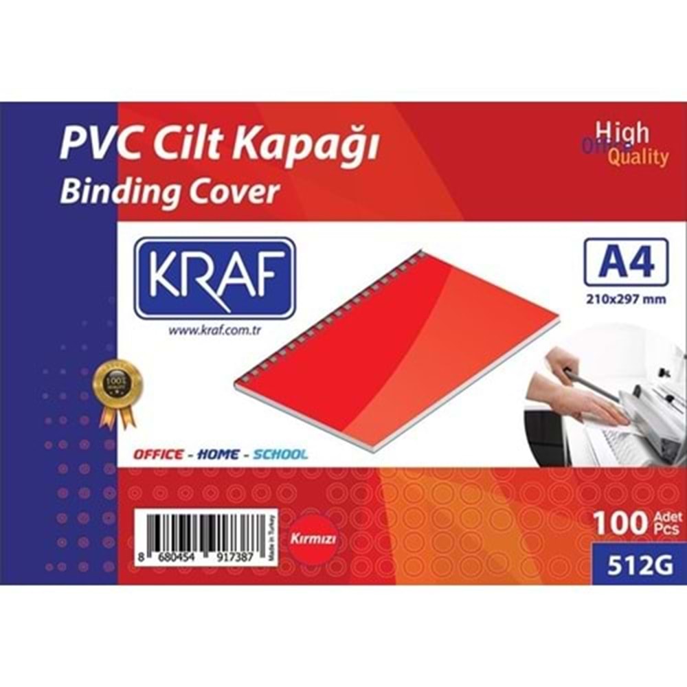 Kraf Cilt Kapağı A4 160 Mikron Kırmızı 100lü Paket