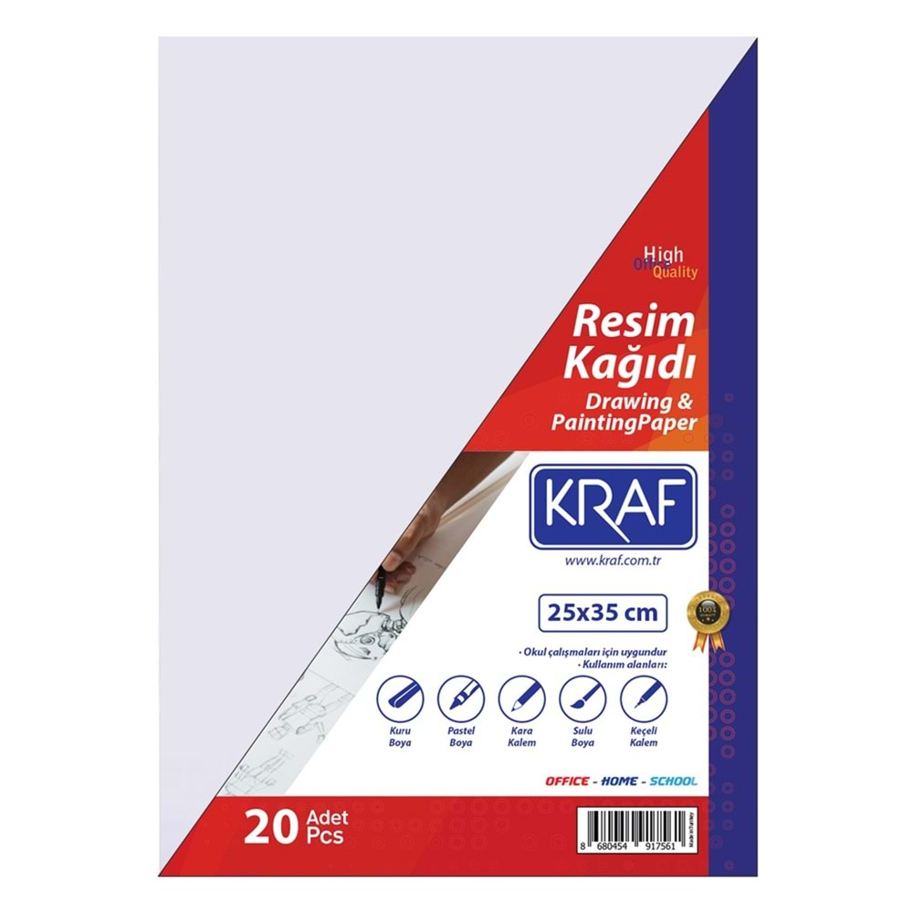 Kraf 25x35 cm Resim Kağıdı 20 li Paket Beyaz