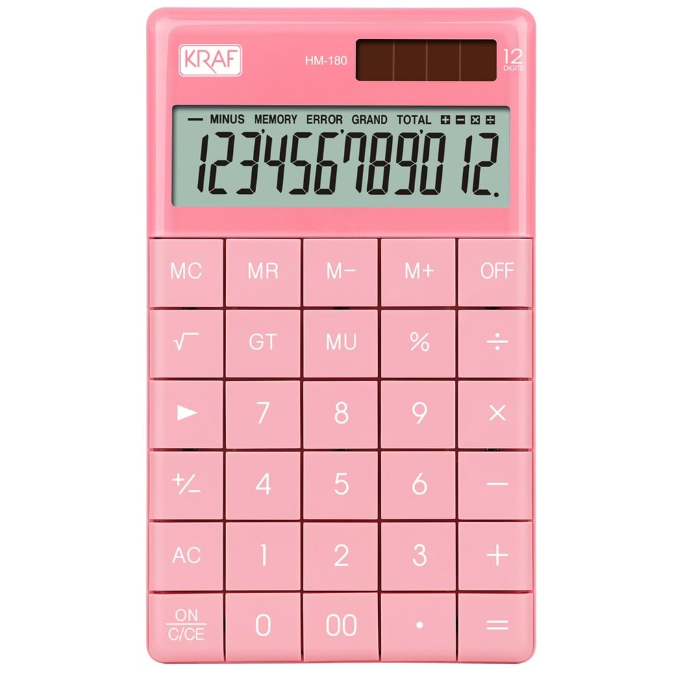 KRAF HESAP MAKİNESİ MASAÜSTÜ 12 HANE HM-180 PK PEMBE