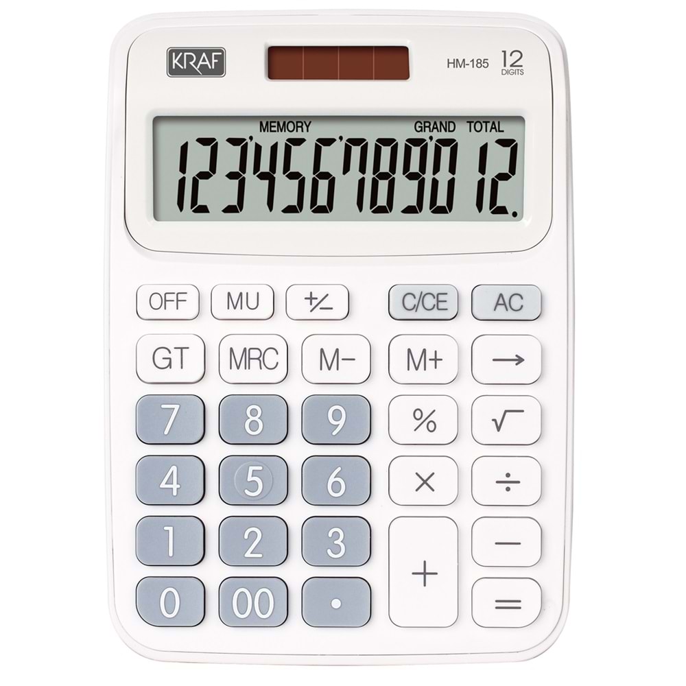 KRAF HESAP MAKİNESİ MASAÜSTÜ 12 HANE HM-185 WT BEYAZ