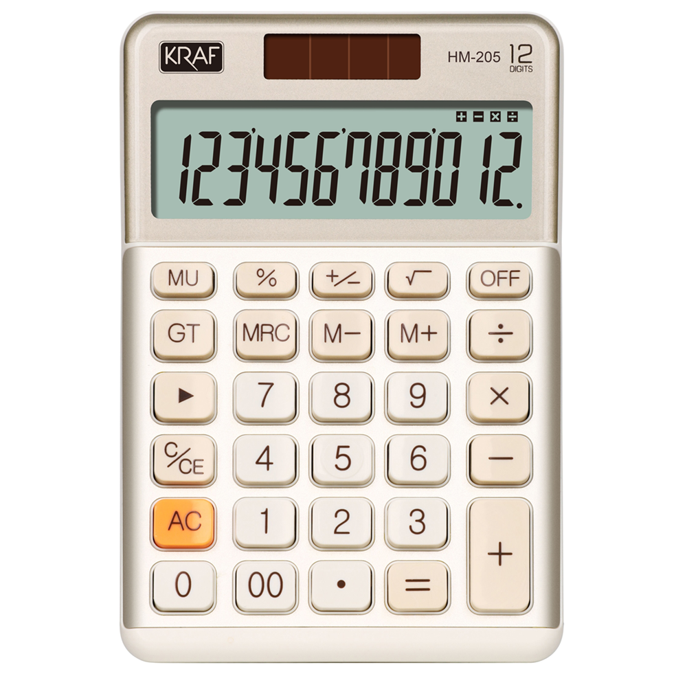 KRAF HESAP MAKİNESİ MASAÜSTÜ 12 HANE HM-205 GD ALTIN