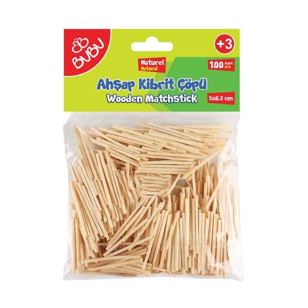 Bubu Eğlenceli Çubuklar Natural Kibrit Çöpü 100'lü