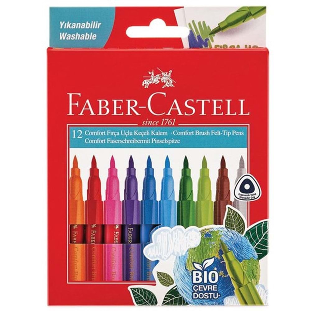 Faber Castell Comfort Keçeli Kalem, BIO Plastik Gövdeli, 12li