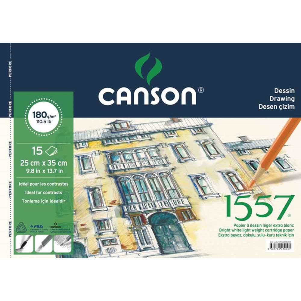 Canson 1557 Eskiz Çizim Defteri (25X35cm) 180gr 15 Yaprak