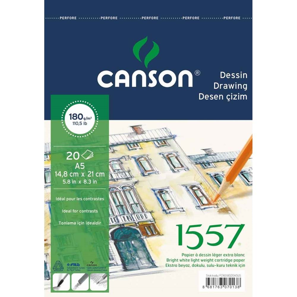 Canson 1557 Eskiz Çizim Defteri (14.8x21cm) 180gr 15 Yaprak