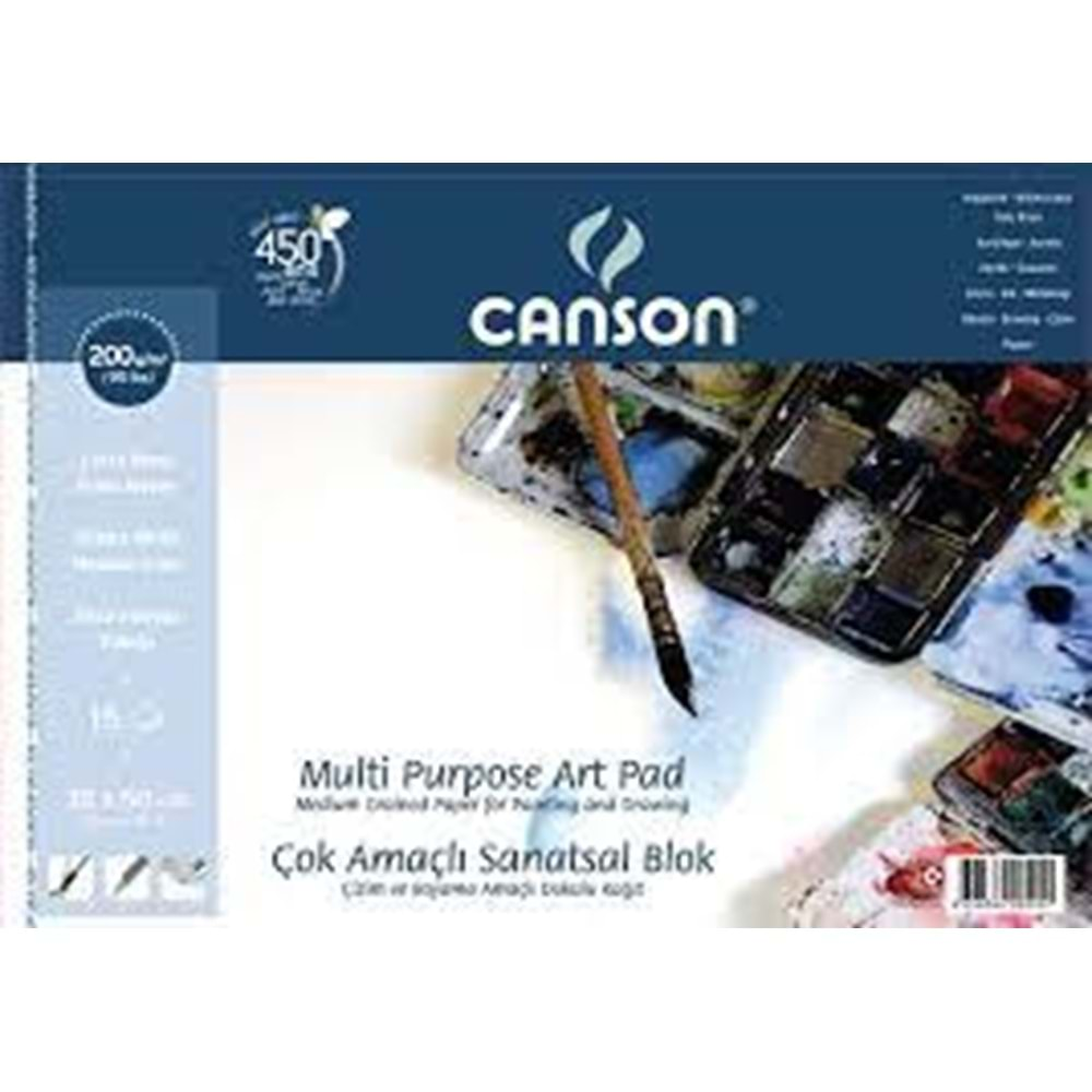 Canson 35 X 50 cm Çok Amaçlı 200 gr Resim Defteri 15 Yaprak