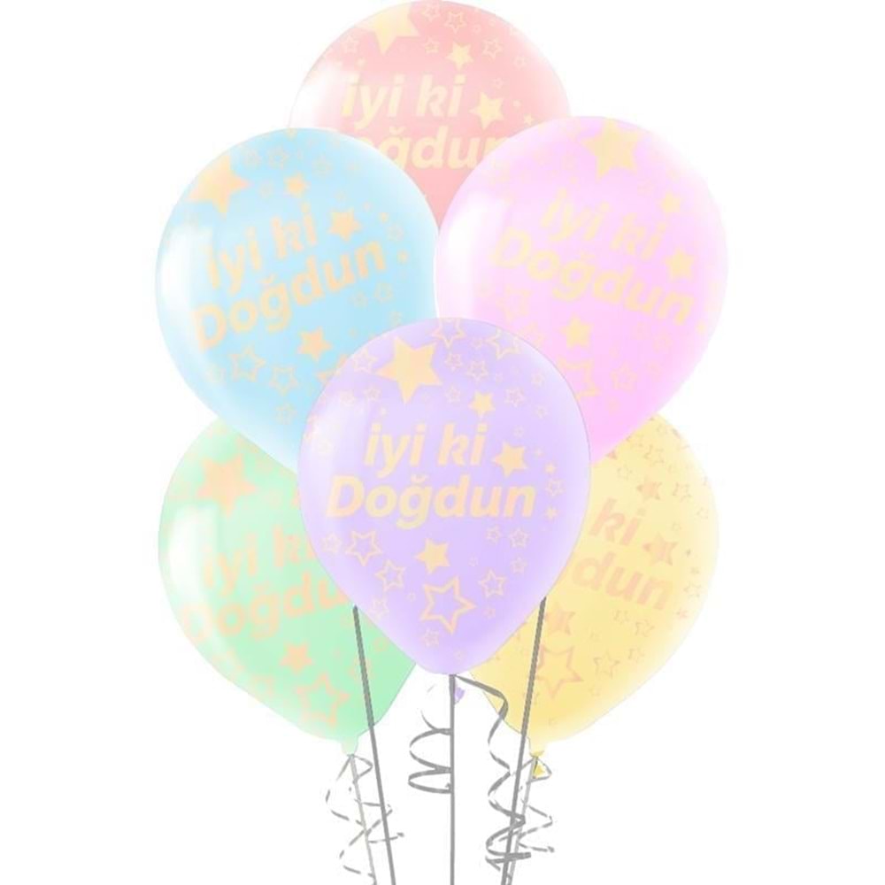 Hilal Çepeçevre Baskılı Makaron Balon 100 Lü -İyiki Doğdun