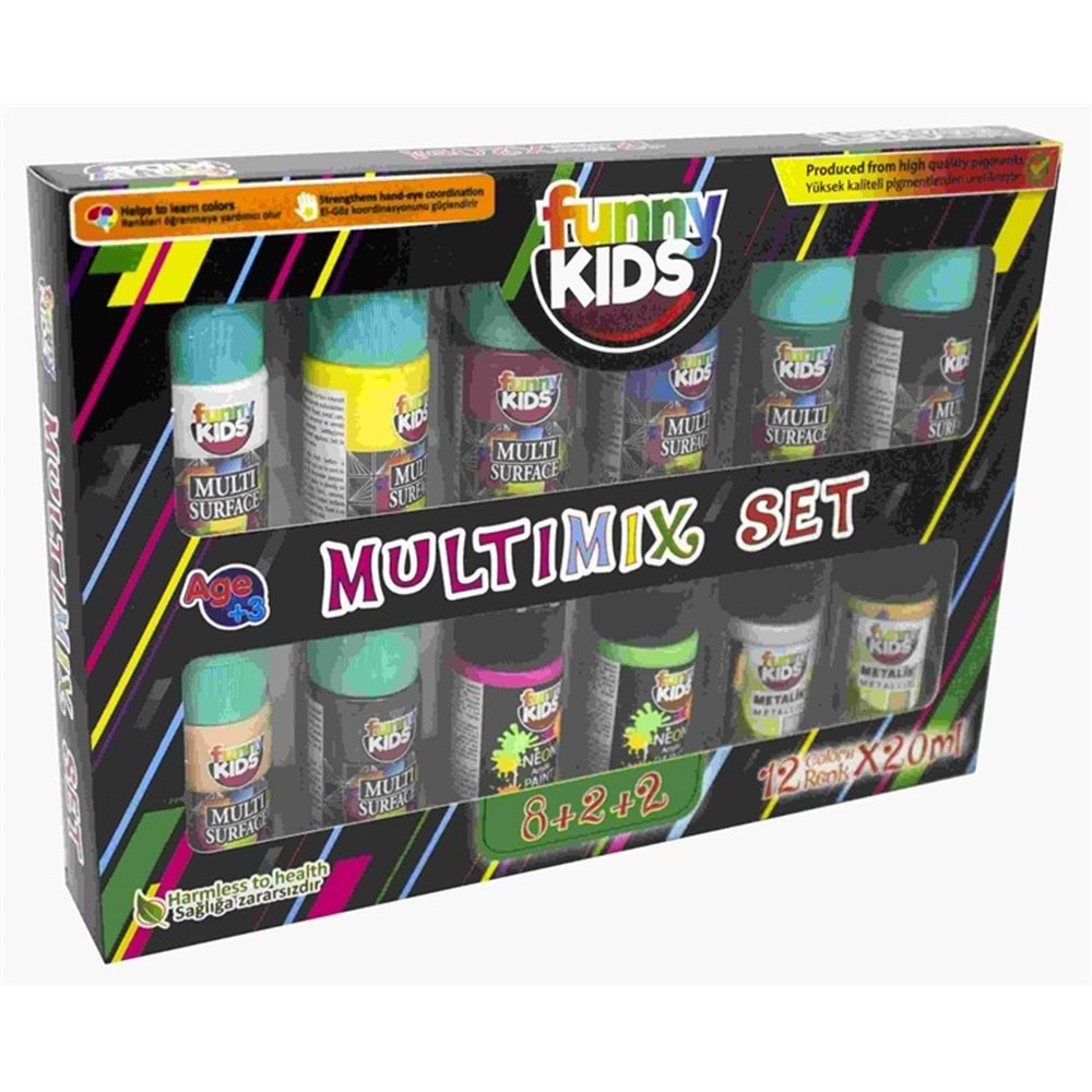 Funny Kids Multimix Akrilik Boya 12 Renk Set 20 Ml 2100