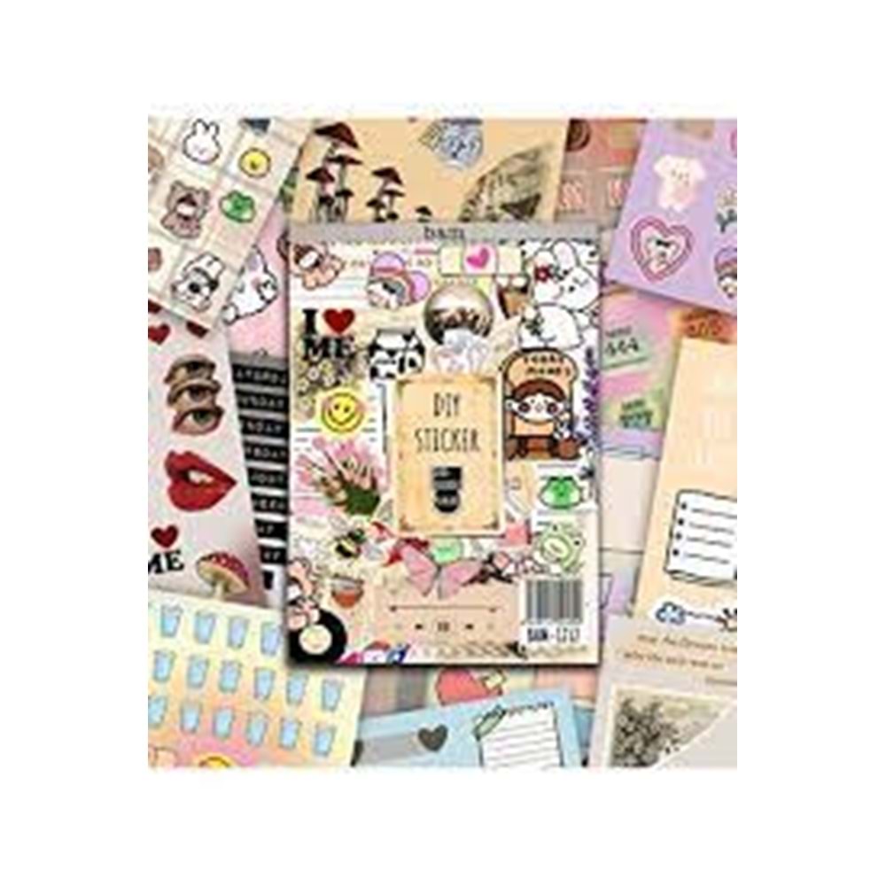 BAM My DIY Sticker Book 24 * 17 cm 16 Sayfa Özel Tasarım Rengarenk Sticker Kitabı bam