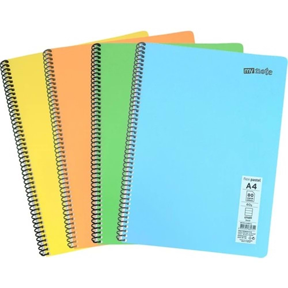 Mynote Flex Spiralli Sert kapak A4- 80 Yaprak Çizgili Defter