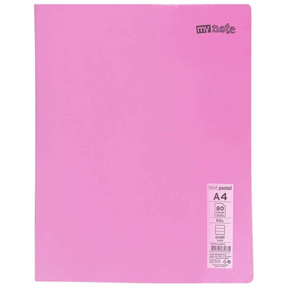 Mynote Text Dikişli PP Kapak A/4 60 Yaprak Çizgili Defter