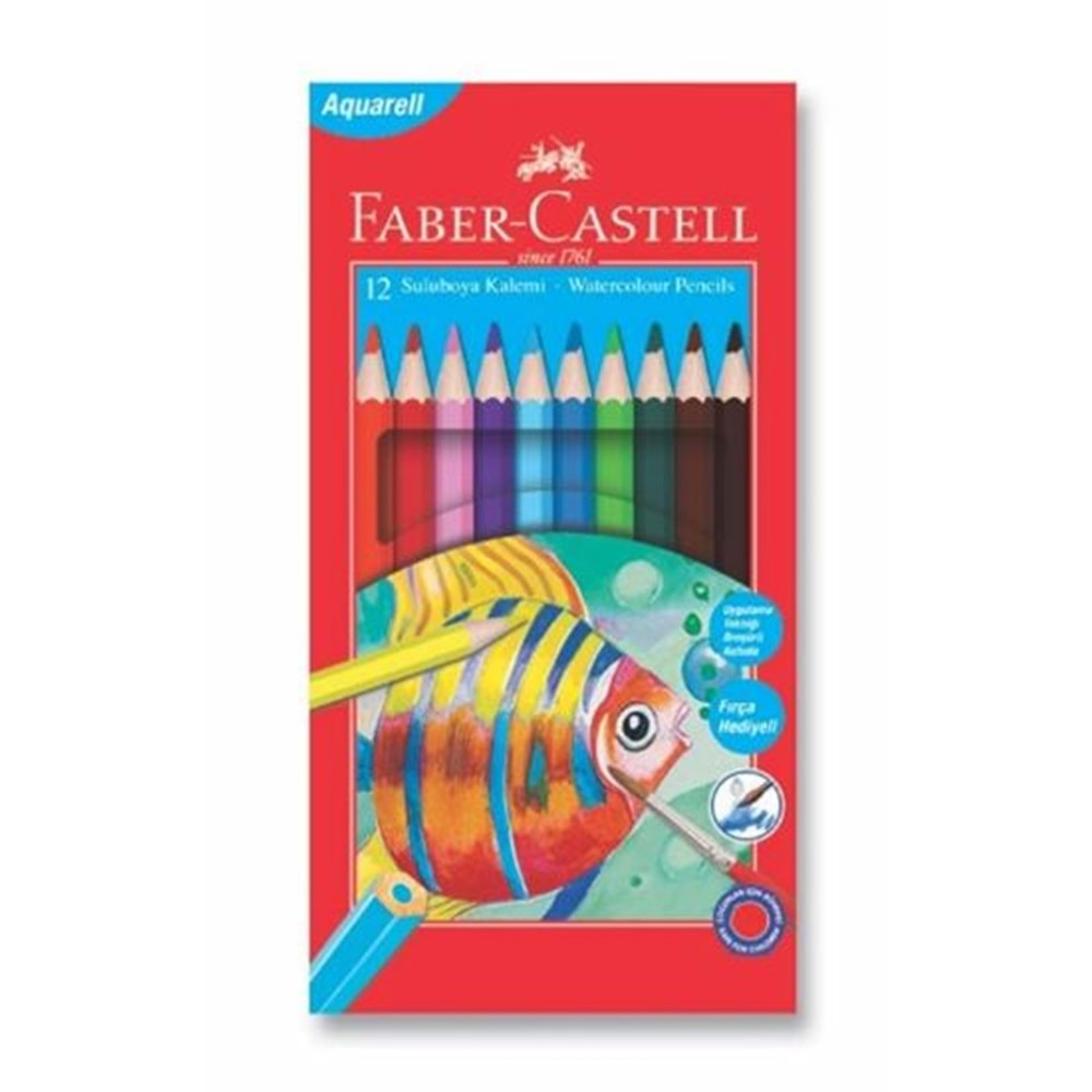 Faber Castell 12 li Suluboya Kalemi (Aquarel) Karton Kutu