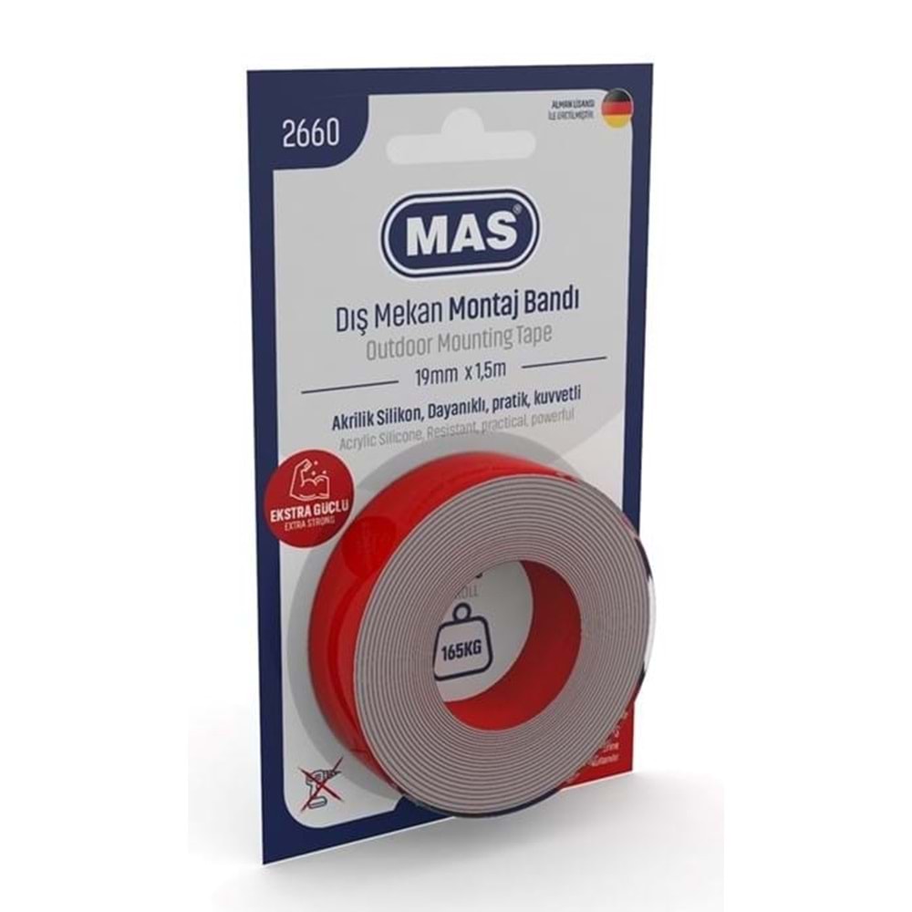 Mas 19 Mmx1.5 M Çift Taraflı Dış Mekan Extra Güçlü Montaj Bantı 2660