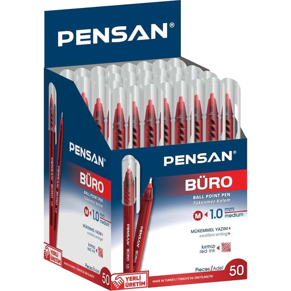 Pensan Büro Tükenmez Kalem 1 Kırmızı 50 li Paket