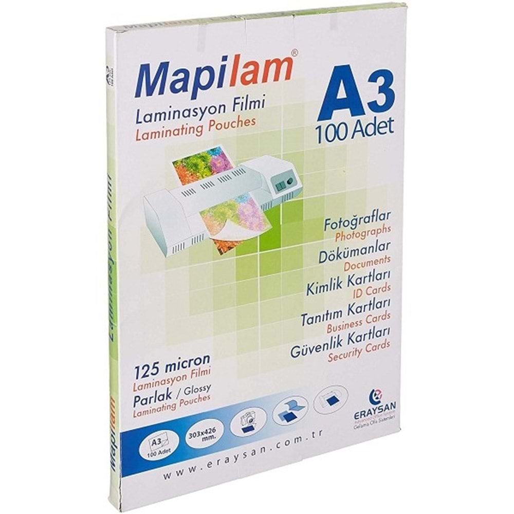 Mapi 125 mic A/3 Laminasyon 100 Paket