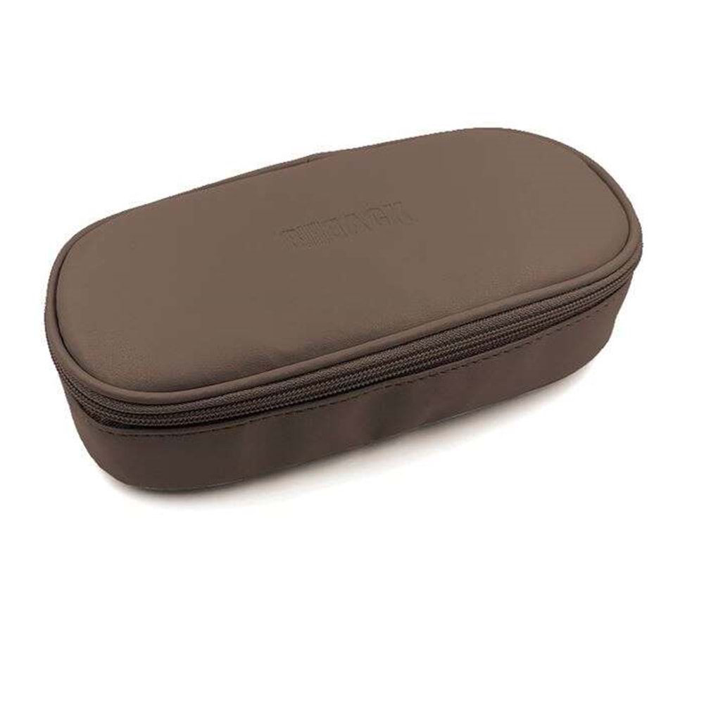 Bback Kalem Kutusu Oval Suni Deri Kahverengi