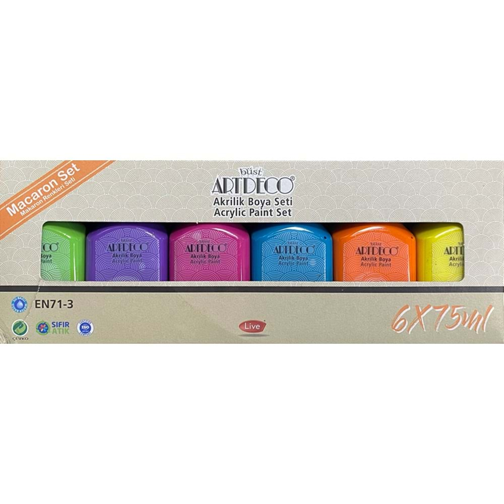 Artdeco 6x75 ml Macaron Renkler Akrilik Boya 6'lı Set