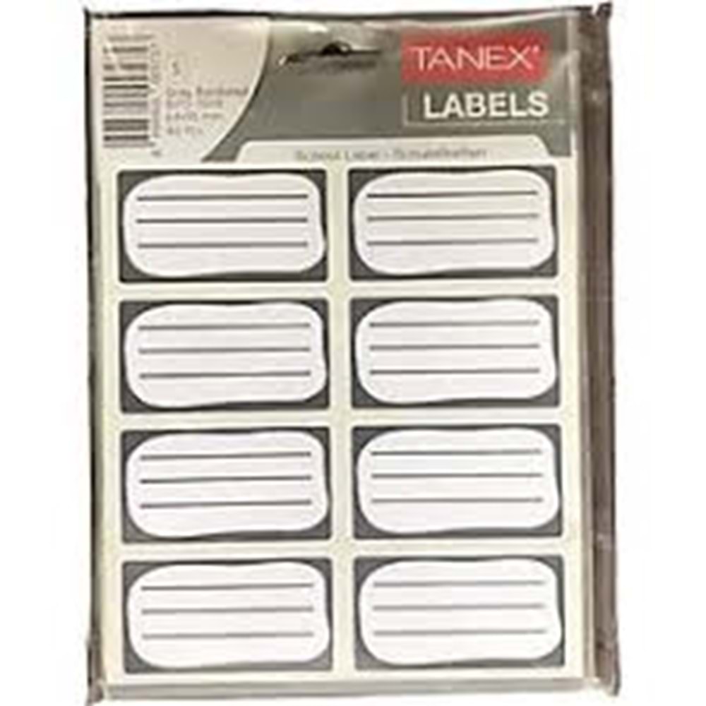 Tanex okul etiketi Gri bordürlü – (64*35 mm 40 adet)