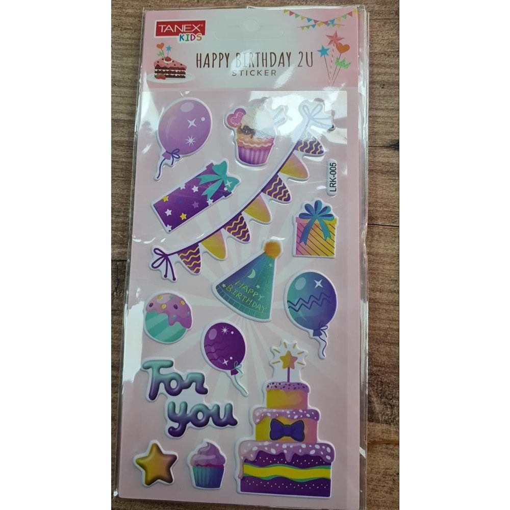 TNX-5107 HAPPY BRITHDAY 2U STICKER-2 PUFFY ETİKETİ 10