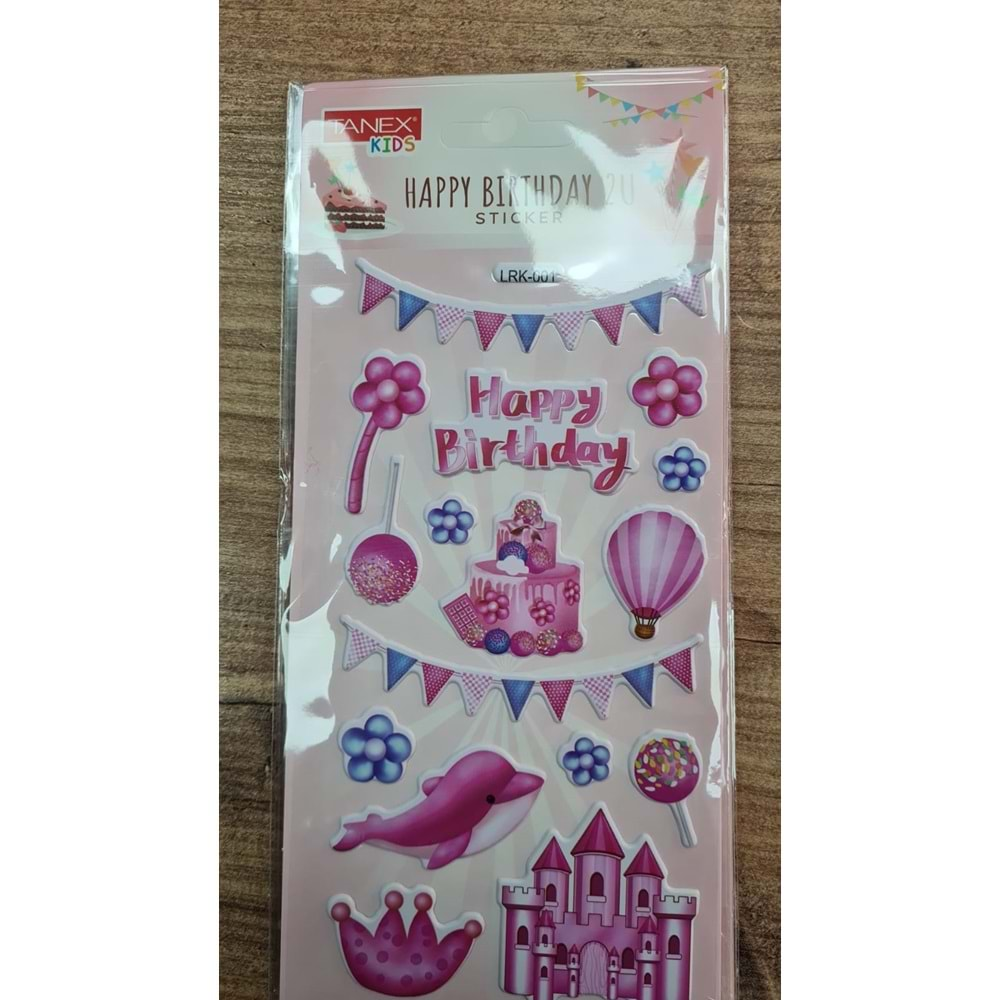 TNX-5109 HAPPY BRITHDAY 2U STICKER-4 PUFFY ETİKETİ 10