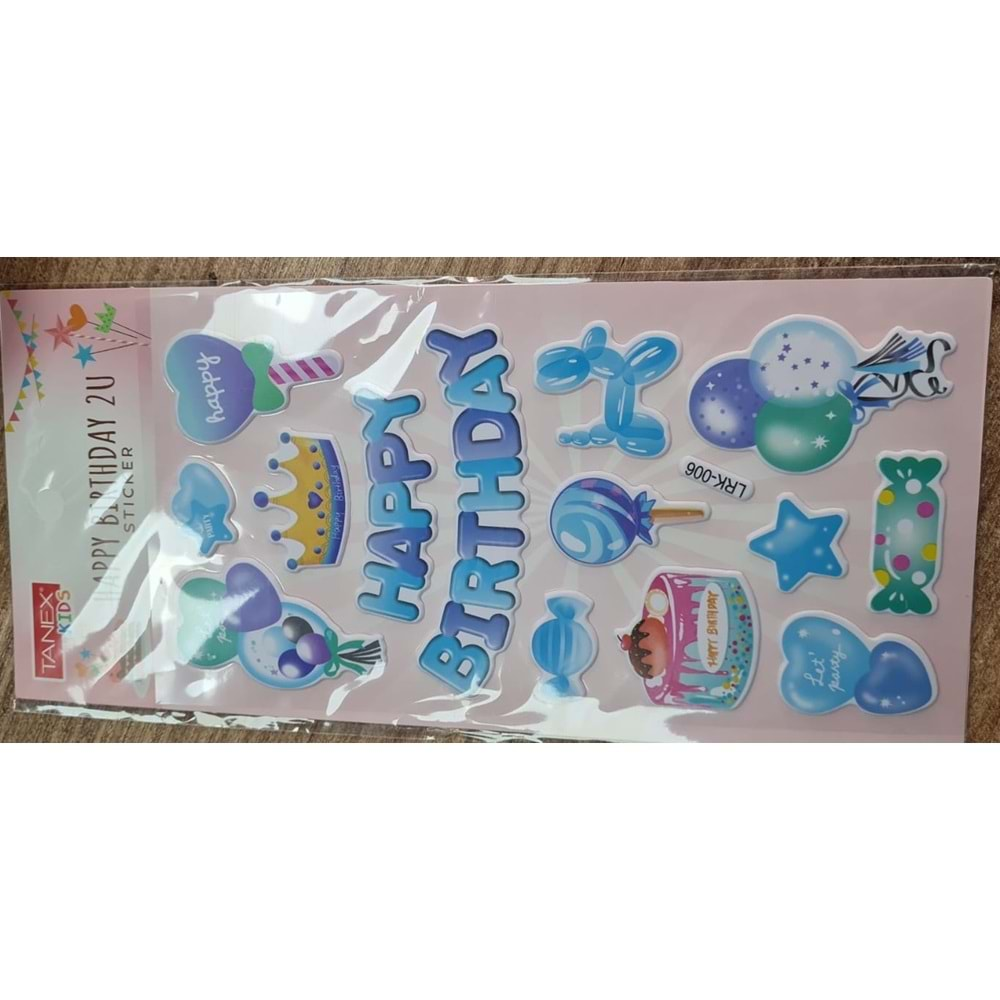 TNX-5110 HAPPY BRITHDAY 2U STICKER-1 PUFFY ETİKETİ 10