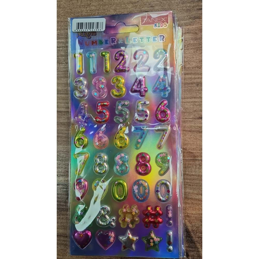 TNX-5069 MAGIC NUMBER-LETTER STICKER-12 PUFFY ETİKETİ 5