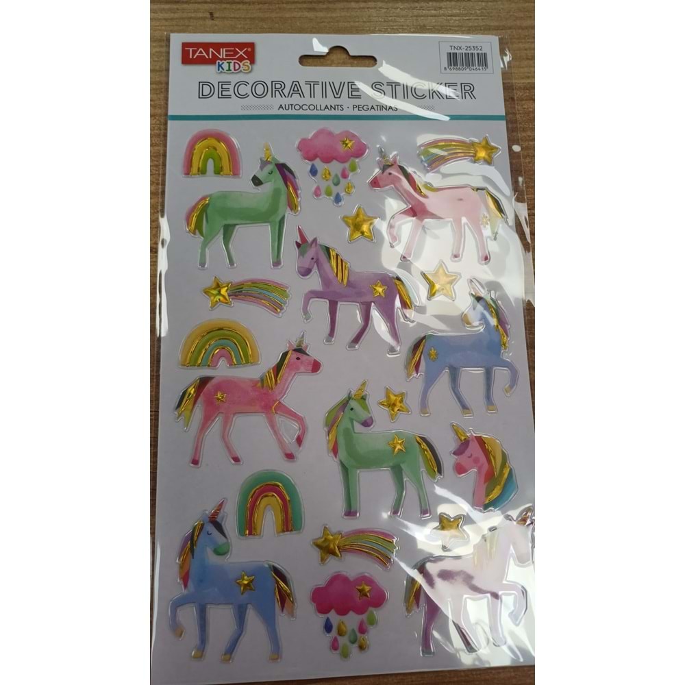 TNX-25352 SEVİMLİ UNICORN SERİSİ PUFFY ETİKETİ