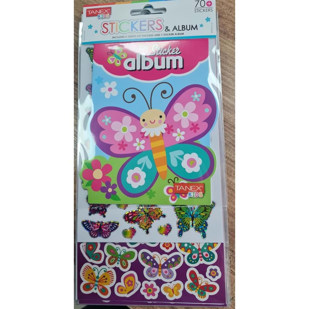 Tanex Stickers &Albüm Kelebek 2 kartela sticker + 1 Adet Mini Albüm