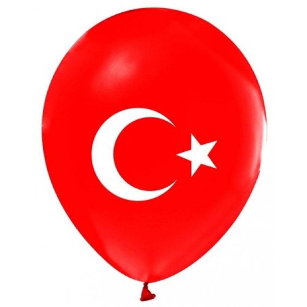 As Balon Türk Bayrağı Baskılı Balon100 lü Paket