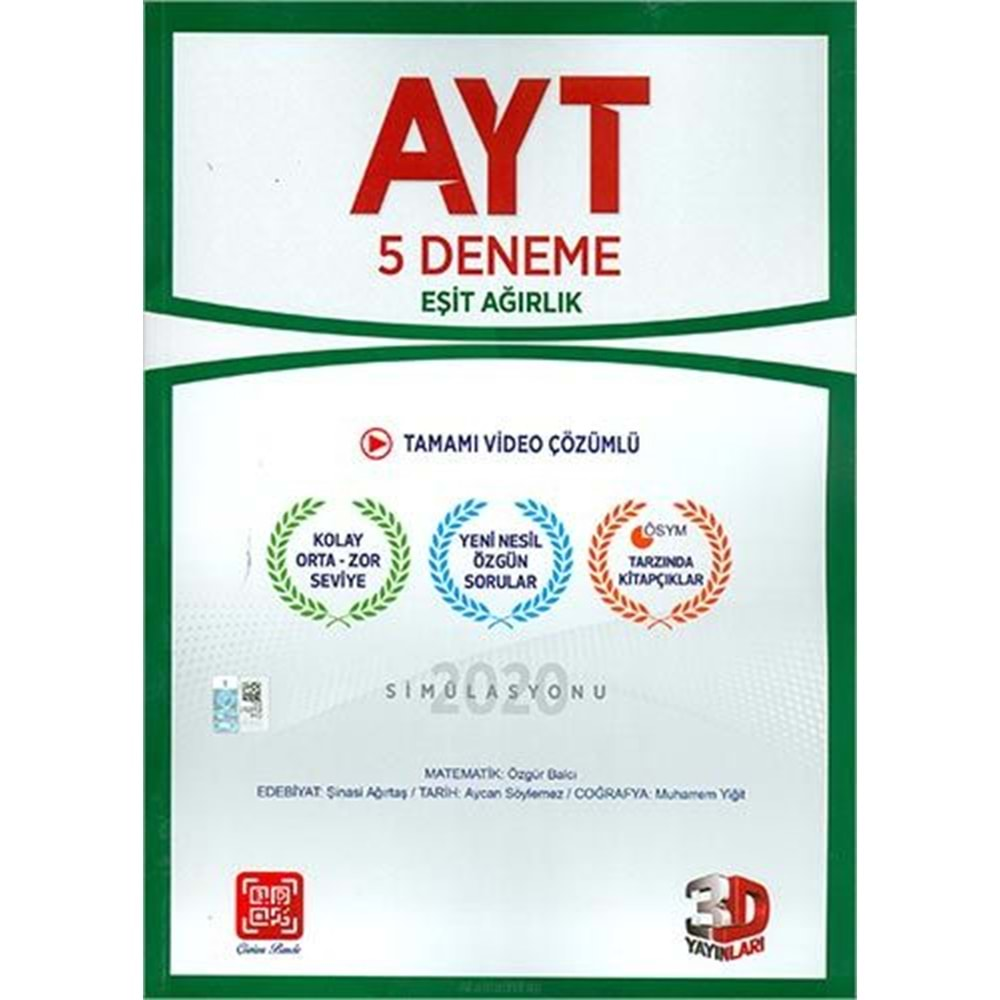 3D Yaynları AYT Eşit Ağırlık 5 Li Deneme