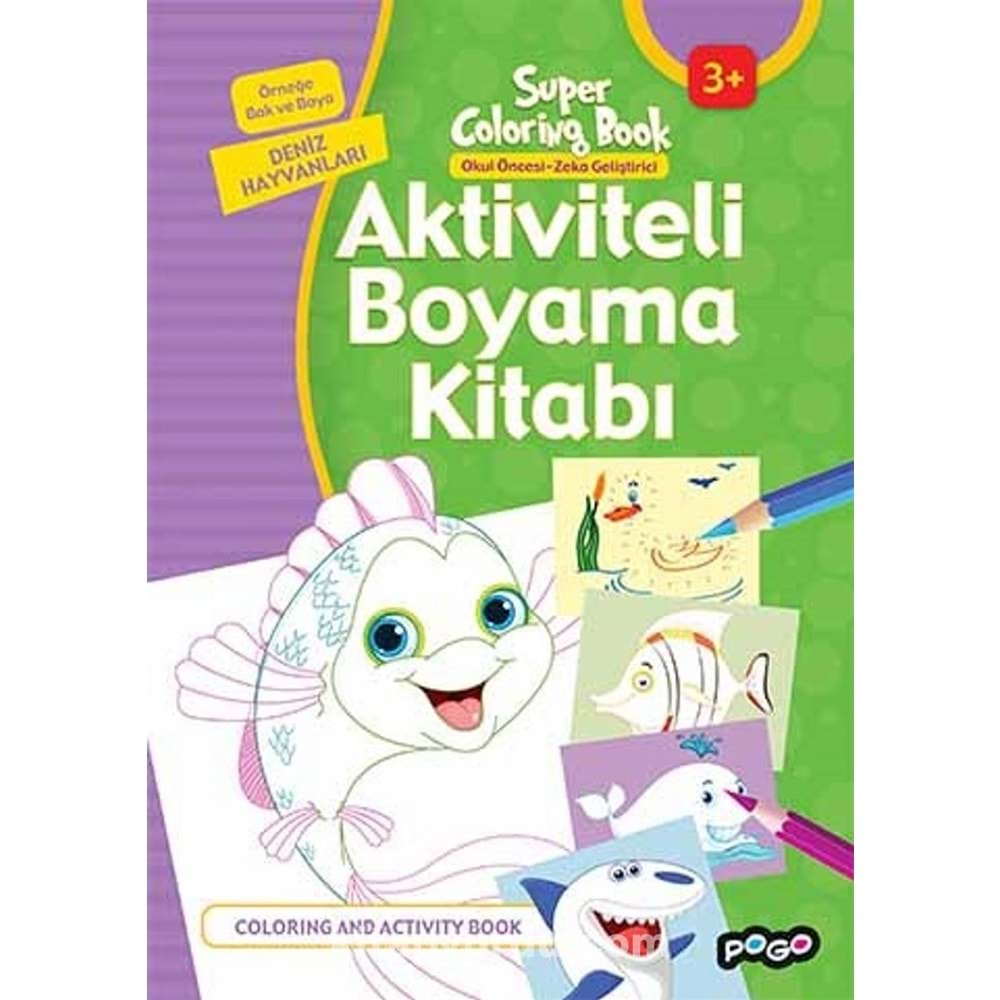 Aktiviteli Boyama Kitabı Deniz Hayvanları 64 Sayfa