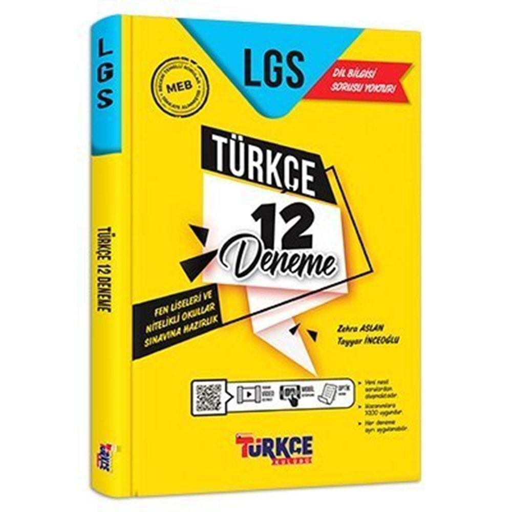 8. Sınıf LGS Türkçe 12 Adet Deneme Soru Kulübü