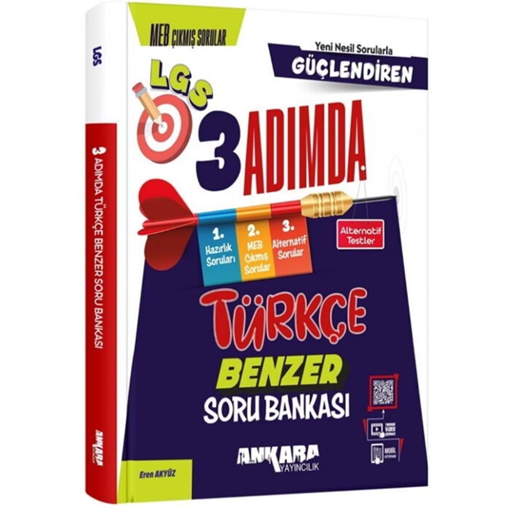Ankara Yayıncılık 8. Sınıf LGS Türkçe Güçlendiren 3 Adımda Benzer Soru Bankası