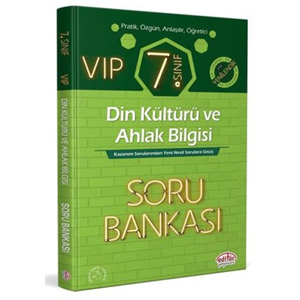 Editör 7. Sınıf Vip 2022 Din Kültürü Soru Bankası