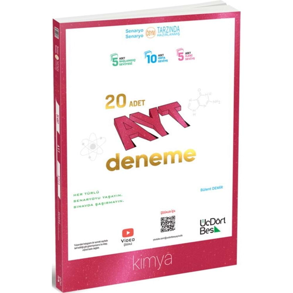 ÜçDörtBeş AYT Kimya Denemesi 20 lu 2025